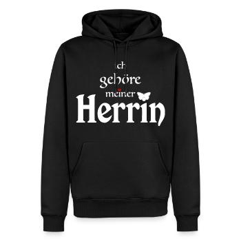 Ich gehöre meiner Herrin - Design für Sklaven. - Männer Premium Bio Hoodie - Schwarz - Vorne - Nico (187cm)