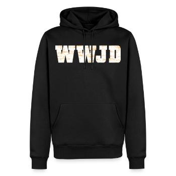 Jésus - Jésus Christ - Dieu - WWJD - Sweat à capuche Premium bio Homme - noir - Devant - Nico (187cm)
