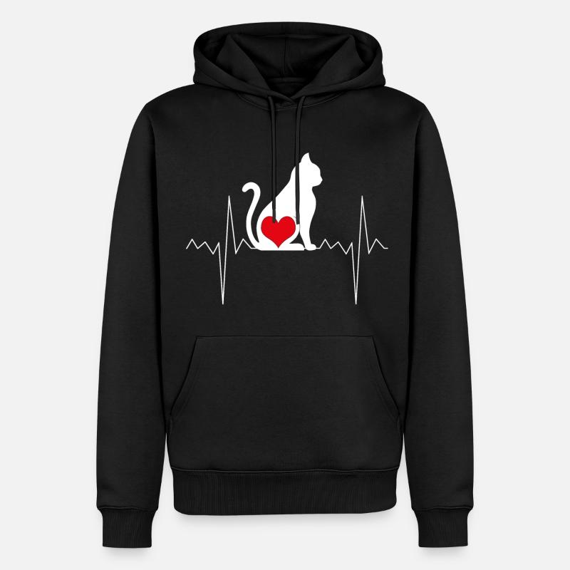 Fréquence cardiaque du chat - Sweat à capuche Premium bio Homme - noir