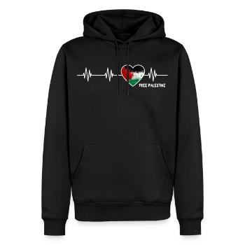 Palästina Herzschlag Palästina Stolz Palästina Flagge - Männer Premium Bio Hoodie - Schwarz - Vorne - Nico (187cm)