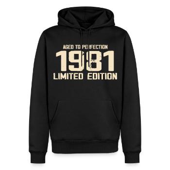 1981 Edition limitée 1981 Anniversaire 1981 Rétro - Sweat à capuche Premium bio Homme - noir - Devant - Nico (187cm)