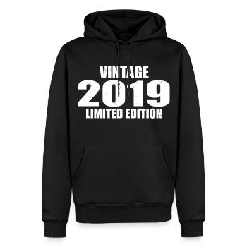 Millésime 2019 Anniversaire 2019 Rétro 2019 - Sweat à capuche Premium bio Homme - noir - Devant - Nico (187cm)