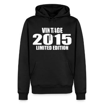 Millésime 2015 Anniversaire 2015 Rétro 2015 - Sweat à capuche Premium bio Homme - noir - Devant - Nico (187cm)