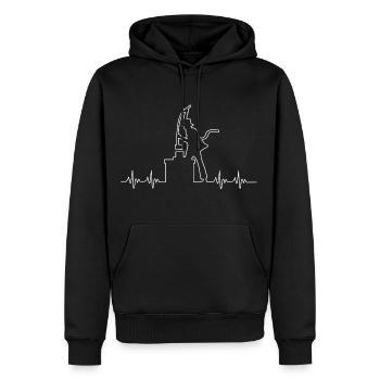 Cheminée battement de coeur de balayage - Sweat à capuche Premium bio Homme - noir - Devant - Nico (187cm)
