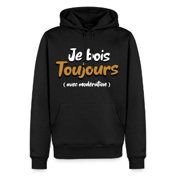 Je Bois Toujours Avec Modération - Sweat à capuche Premium bio Homme - noir - Devant - Nico (187cm)