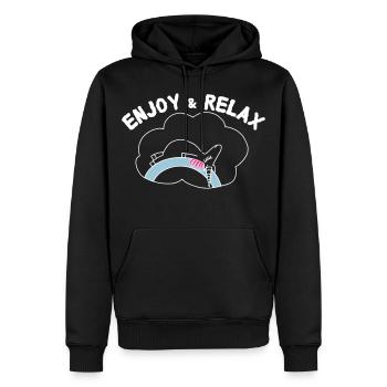 Einhorn Unicorn Enjoy & Relax - Männer Premium Bio Hoodie - Schwarz - Vorne - Nico (187cm)