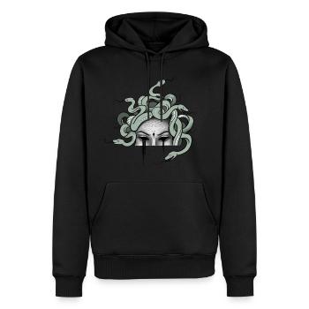 Medusa Gorgon Tattoo - Männer Premium Bio Hoodie - Schwarz - Vorne - Nico (187cm)