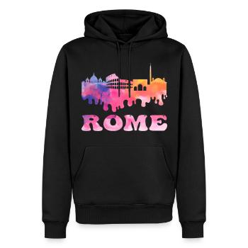 Rom Rome Italien Stadt Skyline Splash Bunt - Männer Premium Bio Hoodie - Schwarz - Vorne - Nico (187cm)