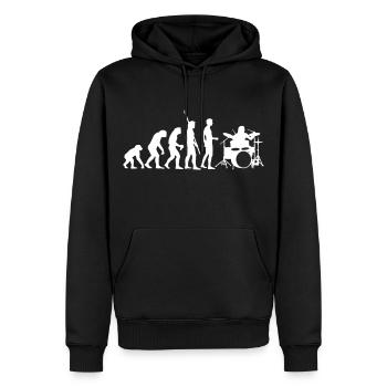 evolution_drummer_b_1c - Männer Premium Bio Hoodie - Schwarz - Vorne - Nico (187cm)
