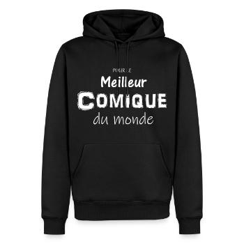 Pour Meilleur comique du monde idée cadeau famille - Sweat à capuche Premium bio Homme - noir - Devant - Nico (187cm)