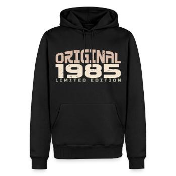 Millésime 1985 Édition limitée 1985 anniversaire - Sweat à capuche Premium bio Homme - noir - Devant - Nico (187cm)