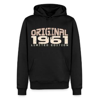 Vintage 1961 Limited Edition 1961 Anniversaire - Sweat à capuche Premium bio Homme - noir - Devant - Nico (187cm)