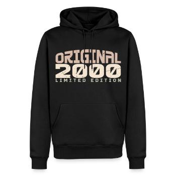 Millésime 2000 Édition Limitée 2000 Anniversaire - Sweat à capuche Premium bio Homme - noir - Devant - Nico (187cm)
