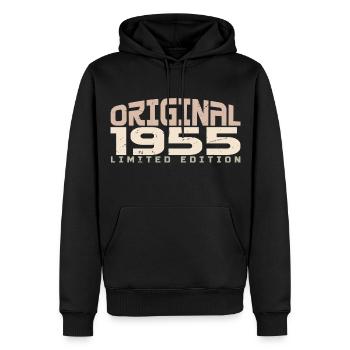 Jahrgang 1955 limitierte Auflage 1955 Geburtstag - Männer Premium Bio Hoodie - Schwarz - Vorne - Nico (187cm)
