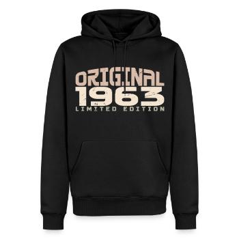 Millésime 1963 Édition Limitée 1963 Anniversaire - Sweat à capuche Premium bio Homme - noir - Devant - Nico (187cm)