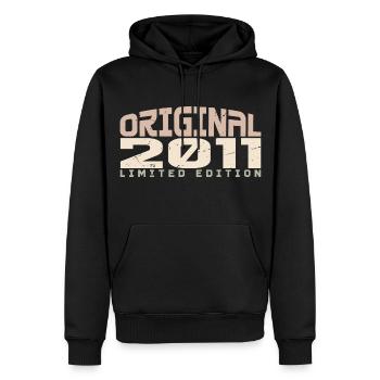 Millésime 2011 Édition Limitée 2011 Anniversaire - Sweat à capuche Premium bio Homme - noir - Devant - Nico (187cm)