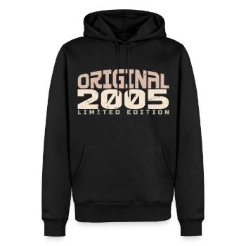 Millésime 2005 Édition Limitée 2005 Anniversaire - Sweat à capuche Premium bio Homme - noir - Devant - Nico (187cm)