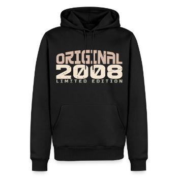Millésime 2008 Édition Limitée 2008 Anniversaire - Sweat à capuche Premium bio Homme - noir - Devant - Nico (187cm)