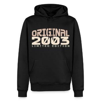 Millésime 2003 Édition Limitée 2003 Anniversaire - Sweat à capuche Premium bio Homme - noir - Devant - Nico (187cm)