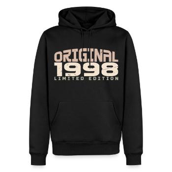 Millésime 1998 Édition Limitée 1998 Anniversaire - Sweat à capuche Premium bio Homme - noir - Devant - Nico (187cm)