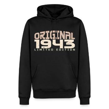 Jahrgang 1943 limitierte Auflage 1943 Geburtstag - Männer Premium Bio Hoodie - Schwarz - Vorne - Nico (187cm)