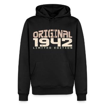 Jahrgang 1942 limitierte Auflage 1942 Geburtstag - Männer Premium Bio Hoodie - Schwarz - Vorne - Nico (187cm)