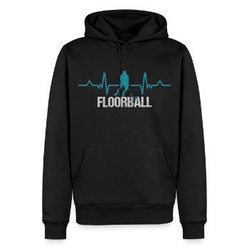 Floorball Joueur de Floorball Joueur de Floorball - Sweat à capuche Premium bio Homme - noir - Devant - Nico (187cm)