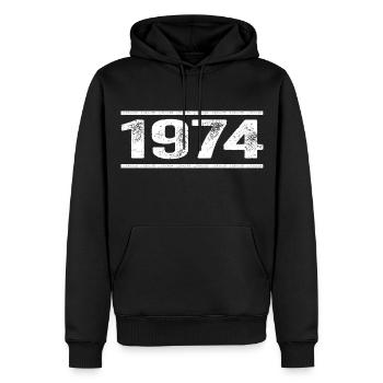 1974 Rétro 1974 Anniversaire 1974 Millésime 1974 - Sweat à capuche Premium bio Homme - noir - Devant - Nico (187cm)