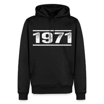 1971 Rétro 1971 Anniversaire 1971 Millésime 1971 - Sweat à capuche Premium bio Homme - noir - Devant - Nico (187cm)