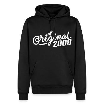 Original 2008 Geburtstagsgeschenk -Jahrgang 2008 - Männer Premium Bio Hoodie - Schwarz - Vorne - Nico (187cm)