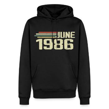 Juni 1986 Jahrestag Juni 1986 Juni 1986 Geburtstag - Männer Premium Bio Hoodie - Schwarz - Vorne - Nico (187cm)