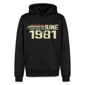 Juni 1981 Jahrestag Juni 1981 Juni 1981 Geburtstag - Männer Premium Bio Hoodie - Schwarz - Vorne - Nico (187cm)