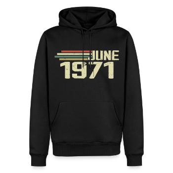 Juni 1971 Jahrestag Juni 1971 Juni 1971 Geburtstag - Männer Premium Bio Hoodie - Schwarz - Vorne - Nico (187cm)
