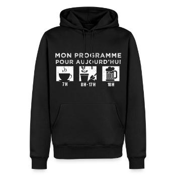 Mon programme jardiner humour jardinage cadeau - Sweat à capuche Premium bio Homme - noir - Devant - Nico (187cm)