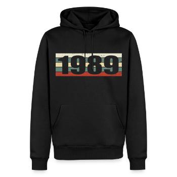 1989 Jahrgang 1989 Geschenk 1989 Geburtstag 1989 - Männer Premium Bio Hoodie - Schwarz - Vorne - Nico (187cm)