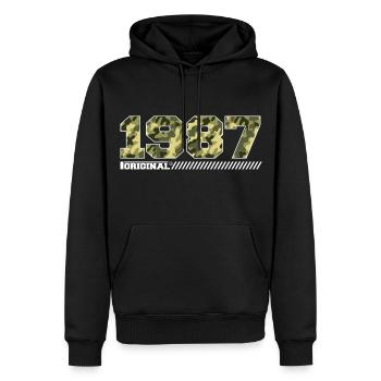 Cadeau d’anniversaire 1987 Vintage 1987 Army - Sweat à capuche Premium bio Homme - noir - Devant - Nico (187cm)