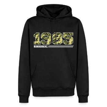 Cadeau d’anniversaire 1985 Vintage 1985 Army - Sweat à capuche Premium bio Homme - noir - Devant - Nico (187cm)