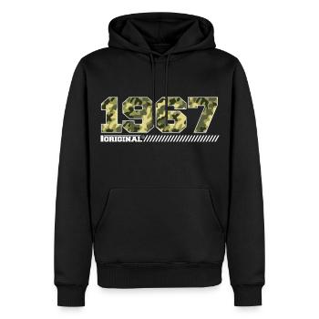 Cadeau Anniversaire 1967 Vintage 1967 Armée - Sweat à capuche Premium bio Homme - noir - Devant - Nico (187cm)