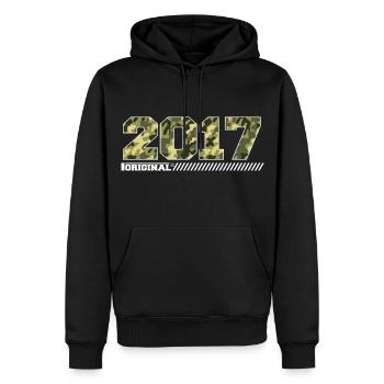 Cadeau Anniversaire 2017 Millésime 2017 Armée - Sweat à capuche Premium bio Homme - noir - Devant - Nico (187cm)