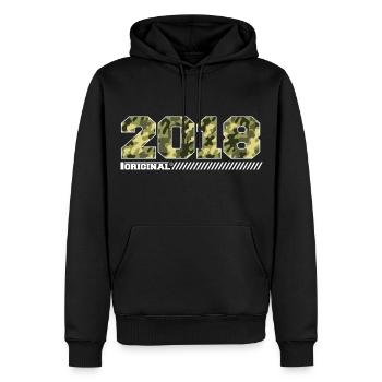 2018 Jubiläumsgeschenk Jahrgang 2018 Armee - Männer Premium Bio Hoodie - Schwarz - Vorne - Nico (187cm)