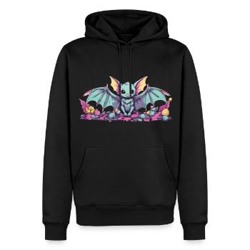 Kawaii Anime Goth Bat Pastel esthétique - Sweat à capuche Premium bio Homme - noir - Devant - Nico (187cm)