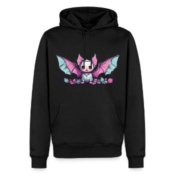 Aesthetic Gothic Kawaii Fledermaus e-girl Design - Männer Premium Bio Hoodie - Schwarz - Vorne - Nico (187cm)