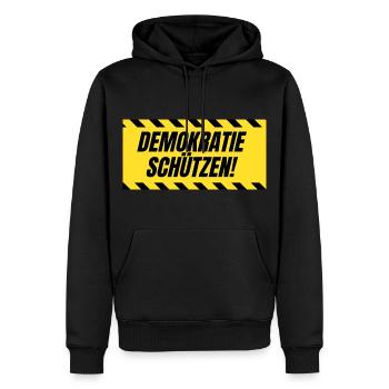 Demokratie schützen! - Männer Premium Bio Hoodie - Schwarz - Vorne - Nico (187cm)