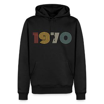 1970 Rétro Style 1970 Anniversaire 1970 Millésime - Sweat à capuche Premium bio Homme - noir - Devant - Nico (187cm)