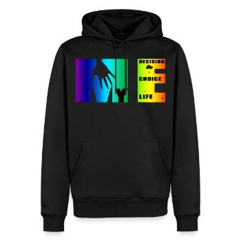 Manifeste de moi: choix, décision, vie - Sweat à capuche Premium bio Homme - noir - Devant - Nico (187cm)