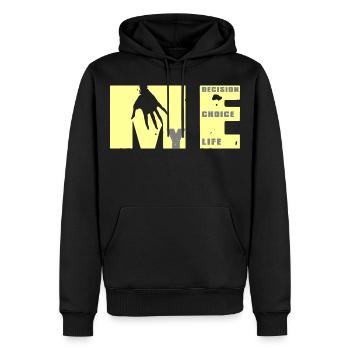 Ich stärke mich: Wahl, Entscheidung, Leben - Männer Premium Bio Hoodie - Schwarz - Vorne - Nico (187cm)