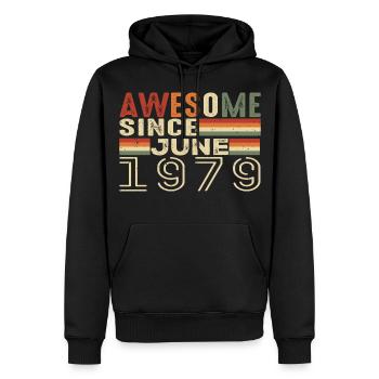 Juin 1979 Original 1979 Jubilé 1979 Juin 1979 - Sweat à capuche Premium bio Homme - noir - Devant - Nico (187cm)