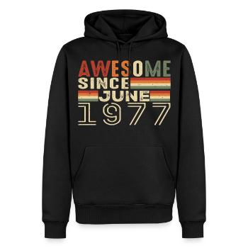 Juin 1977 Original 1977 Jubilé 1977 Juin 1977 - Sweat à capuche Premium bio Homme - noir - Devant - Nico (187cm)