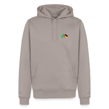 Brésil Allemagne Drapeau croisé - Sweat à capuche Premium bio Homme - taupe - Devant - Nico (187cm)