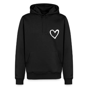 Weißes Herz - Männer Premium Bio Hoodie - Schwarz - Vorne - Nico (187cm)